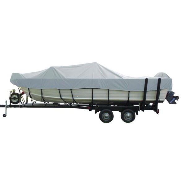 Olympian Athlete 20 O-B Boat Cover Vhull Runabout with Windhsield & Bow Rails - Slate Gray OL3638793 - main